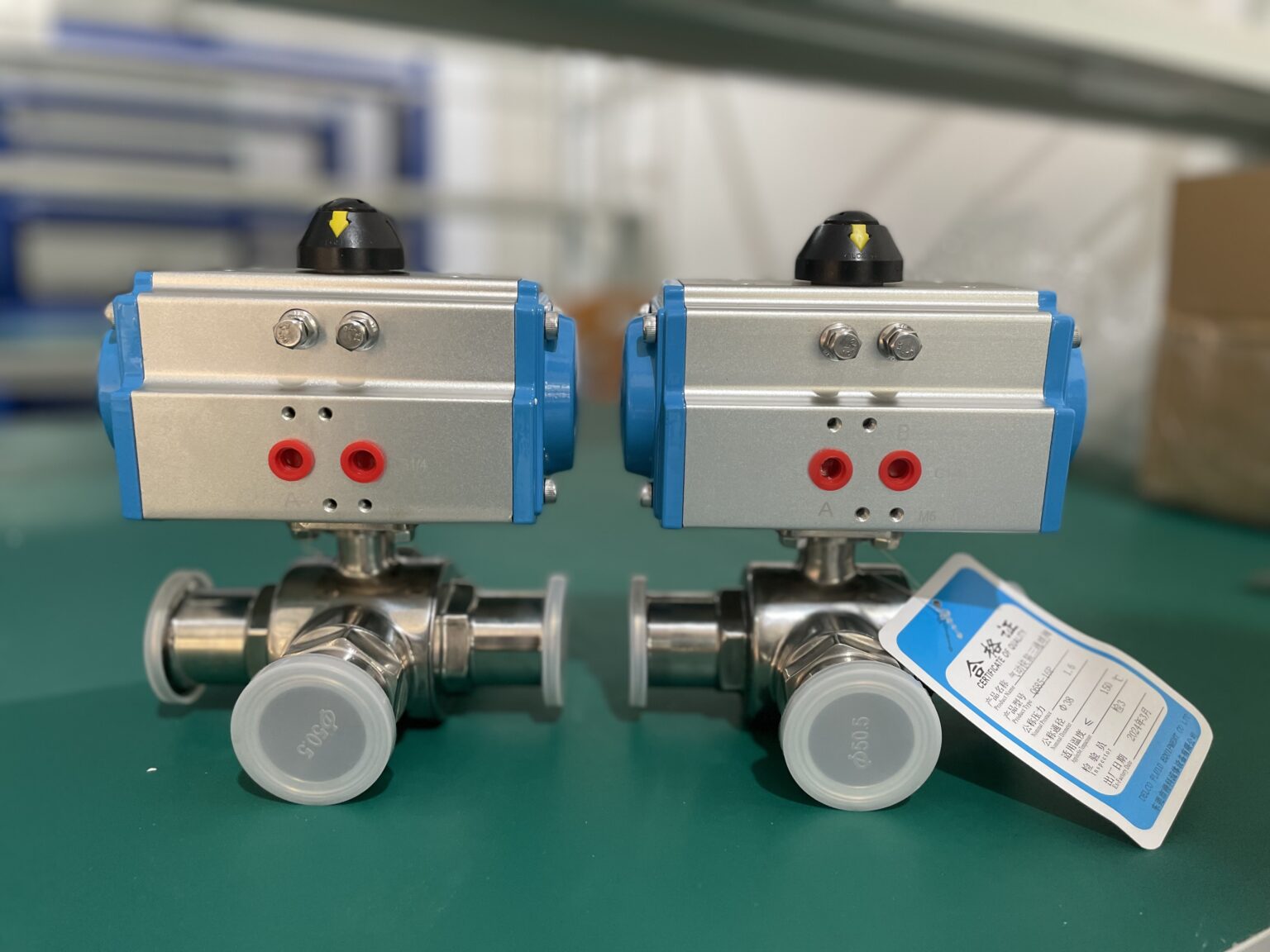 3 Way Sanitary Pneumatic Ball Valves Tri Clamp DK66 3WS