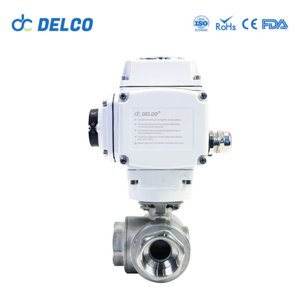 ⁦DELCO   Motorized  3 Way 3 Inch Thread Electric Ball Valves-DK55-3T⁩ - الصورة ⁦4⁩