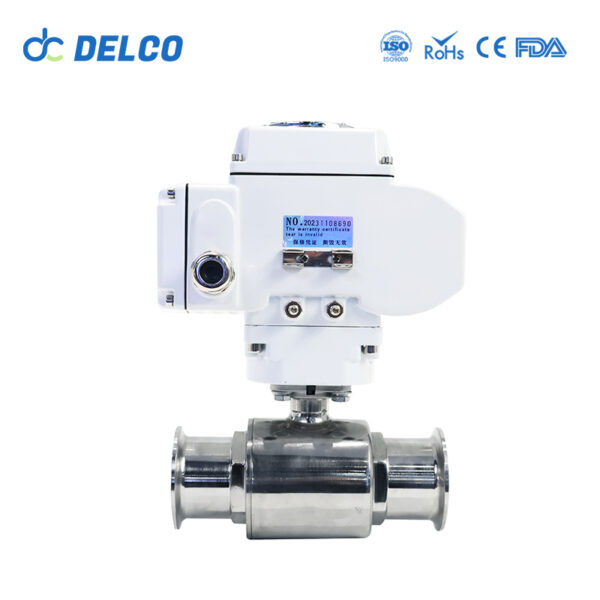 DELCO 3 Way Food Grade Stainless Steel Sanitary Electric Ball Valves-DK55-3WS - Image 4