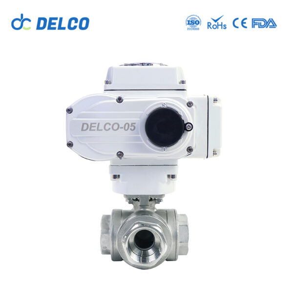 DELCO   Motorized  3 Way 3 Inch Thread Electric Ball Valves-DK55-3T