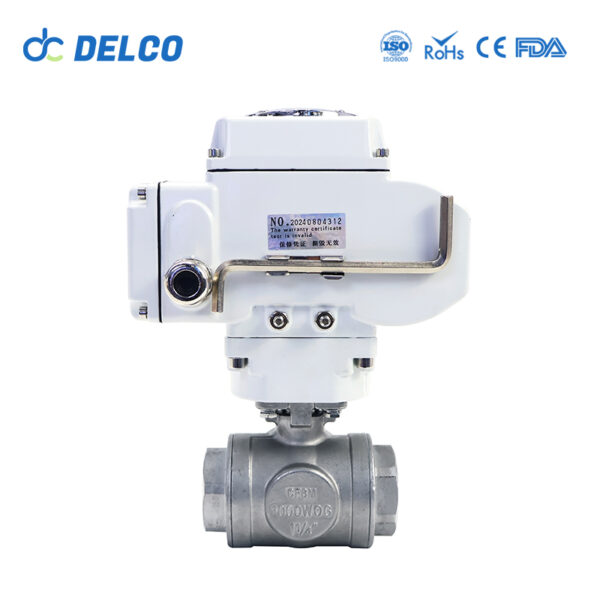 ⁦DELCO   Motorized  3 Way 3 Inch Thread Electric Ball Valves-DK55-3T⁩ - الصورة ⁦2⁩