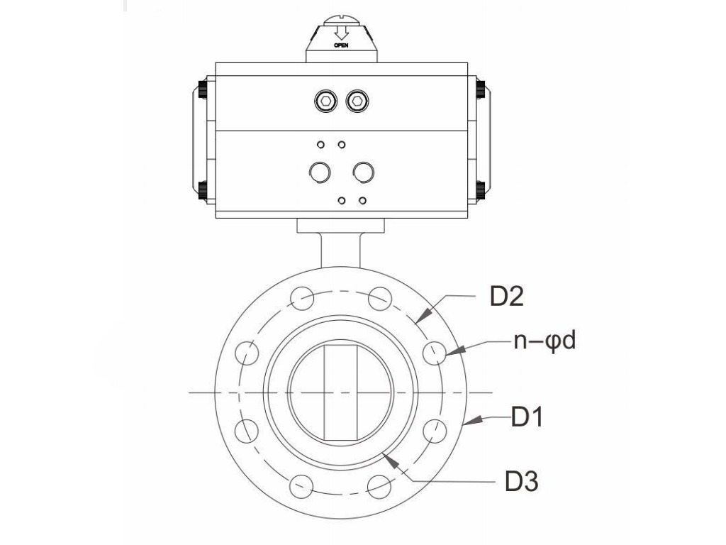 Fluorine Flange Pneumatic Butterfly Valves