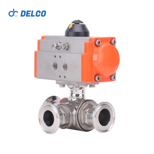 Pneumatic 3 Way Sanitary Ball Valves