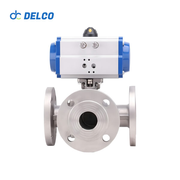 Pneumatic 3 Way Flange Ball Valves