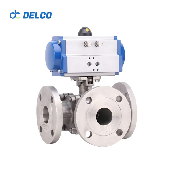 Pneumatic 3 Way Flange Ball Valves