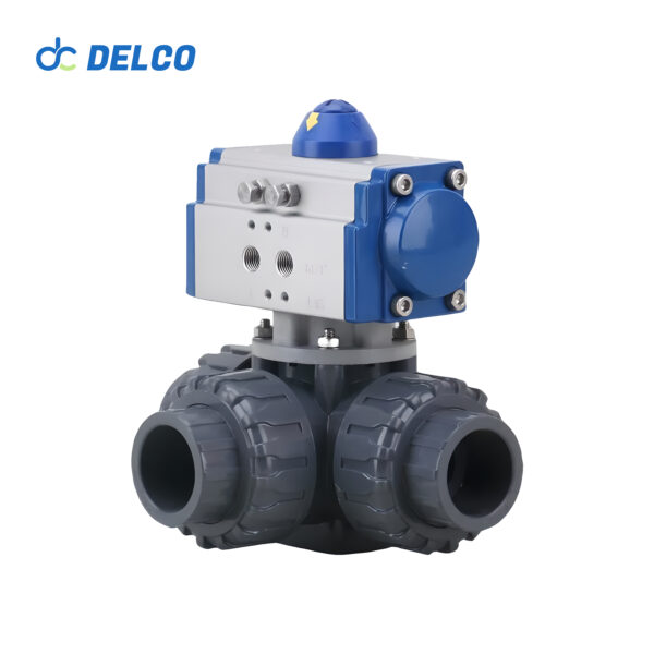 Pneumatic PVC 3 Way Ball Valves