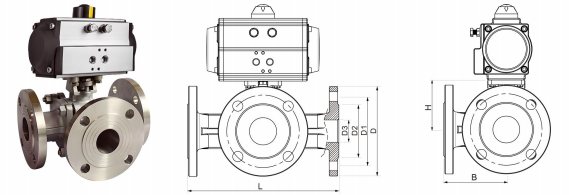 3 way flange ball valve