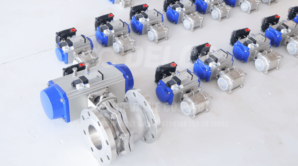 Pneumatic flange ball valve in industrial application